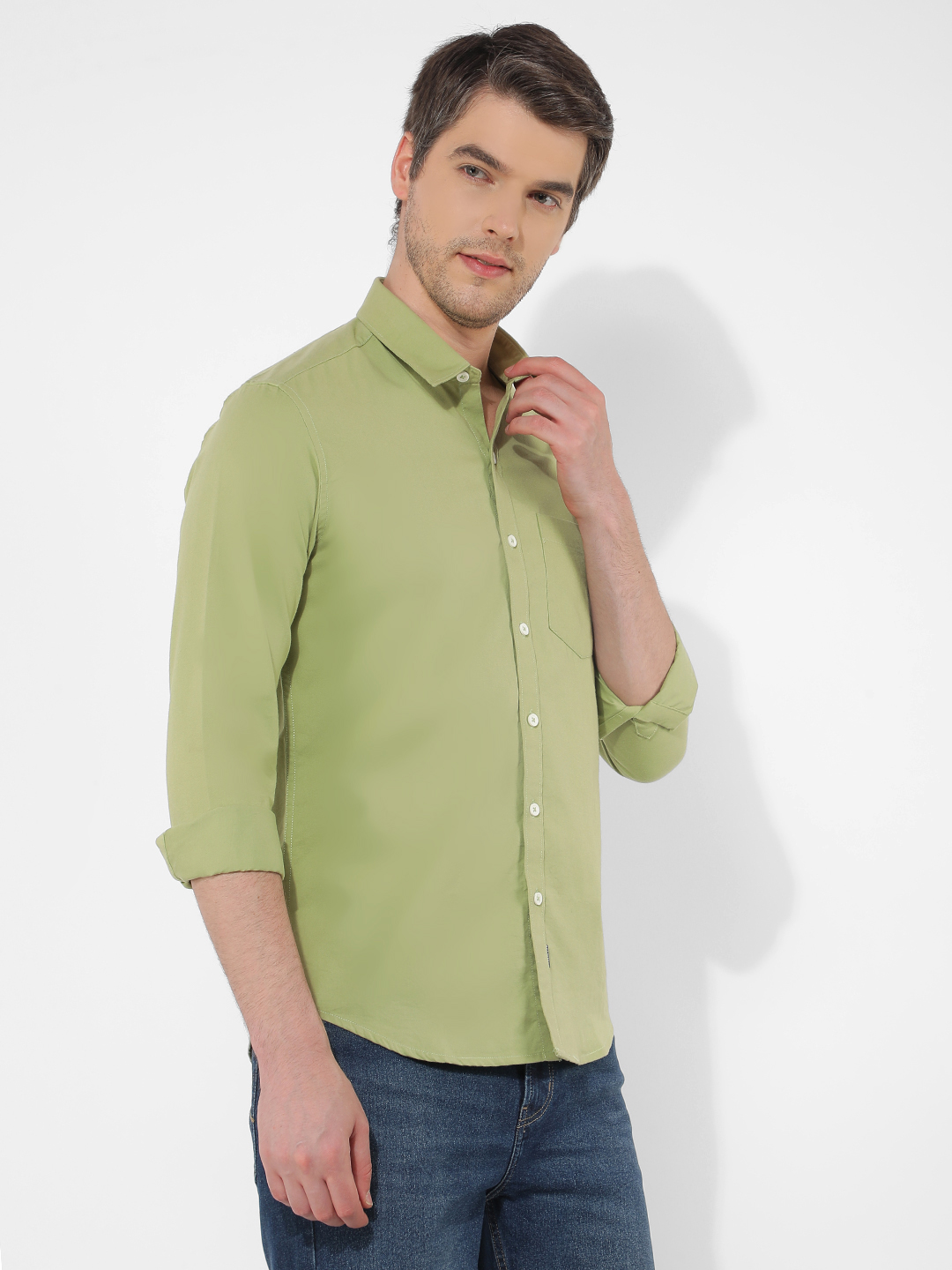 Numero Uno Men Solid Green Shirt